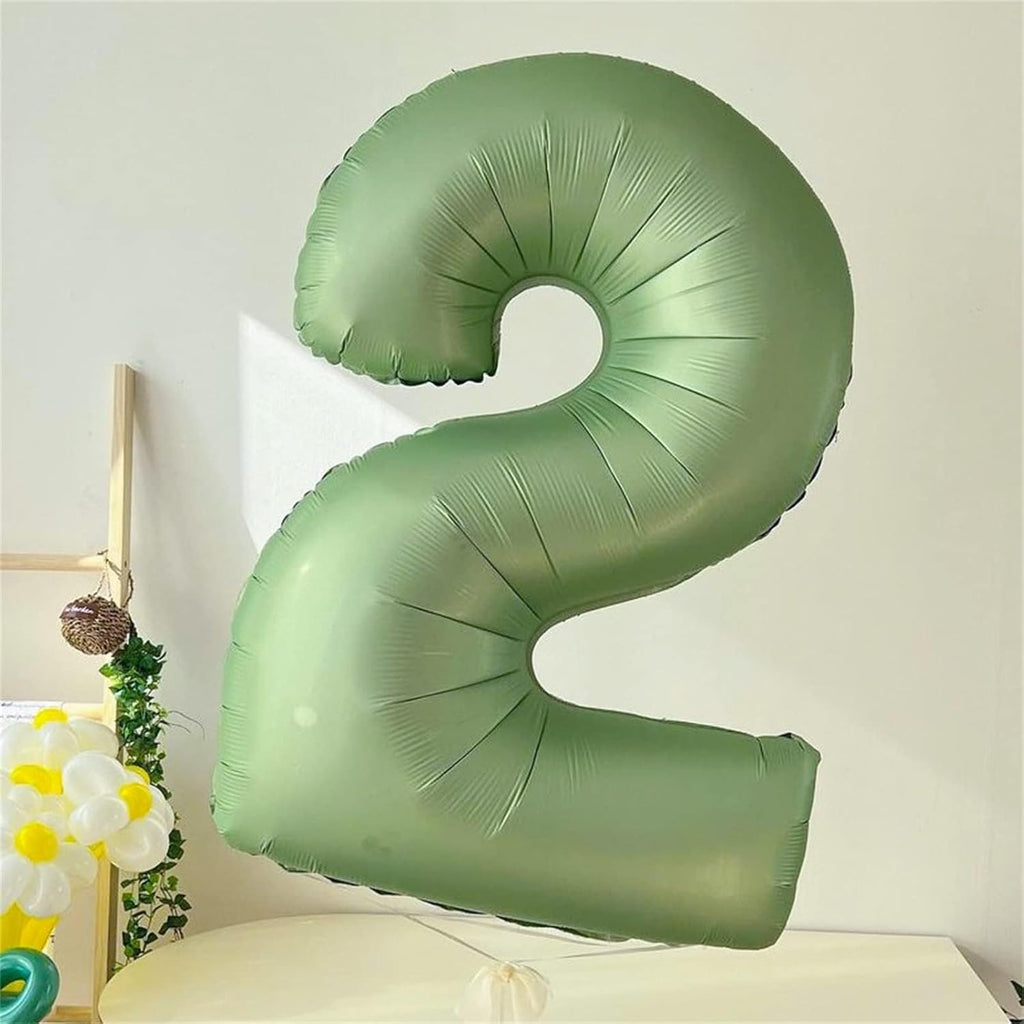 Skiennix 40" Balloon Number 2 - Sage Green Foil Balloon for 2nd, 12th, 20th Birthday & Graduation Celebrations