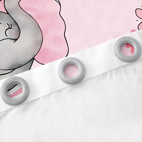 Castle Fairy Girly Cute Elephant Blackout Window Drapes,Pink Gray Plaid Geometric Home Decor Curtains,Cartoon Animals Stripes Dots Durable Blackout Window Drapes for Kids Gifts,2 Panels, 38Wx54L inch