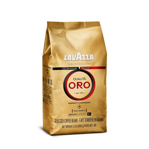Lavazza Qualità Oro Whole Bean Coffee - Medium Roast, 100% Arabica, 2.2 lb (Pack of 2) | Fruity & Aromatic Blend