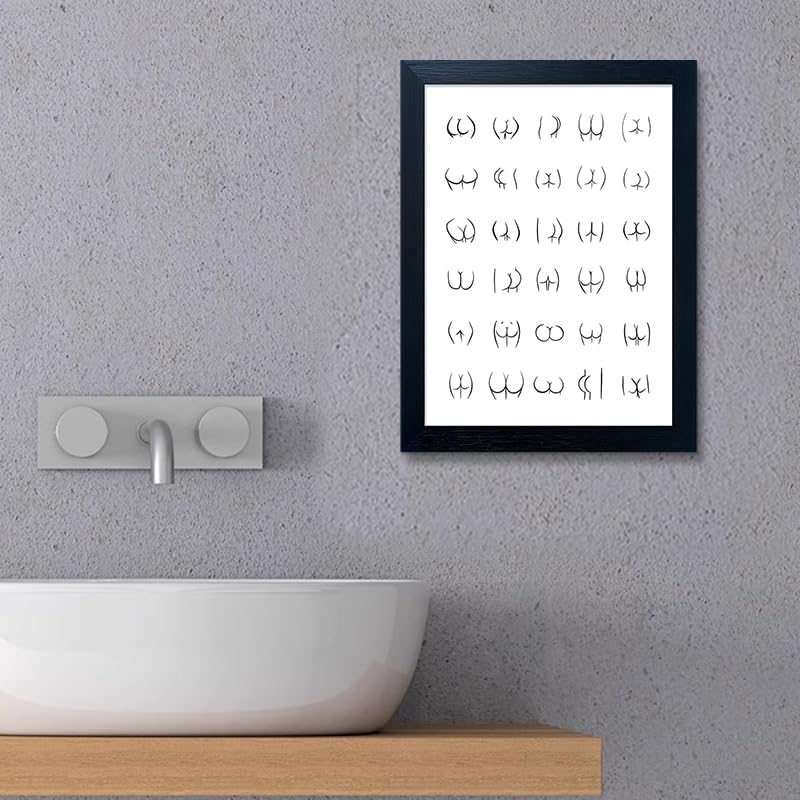 Regine Switzerland Black and White Bathroom Wall Art - Framed Funny Decor Canvas Print