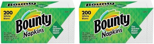 Bounty Quilted Napkins - 1-Ply, White, 12.1" x 12" | 200 Count Pack (Set of 2)