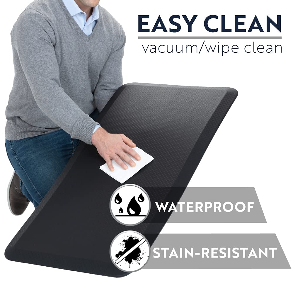 KANGAROO Anti Fatigue Mats for Kitchen Floor, 58x20, Reduce Foot, Knee, Back Pressure, 3/4 Inch Thick Cushioned Ergonomic Mat, Waterproof Comfort Rug for Under Sink, Standing Desk, Store Floors, Black