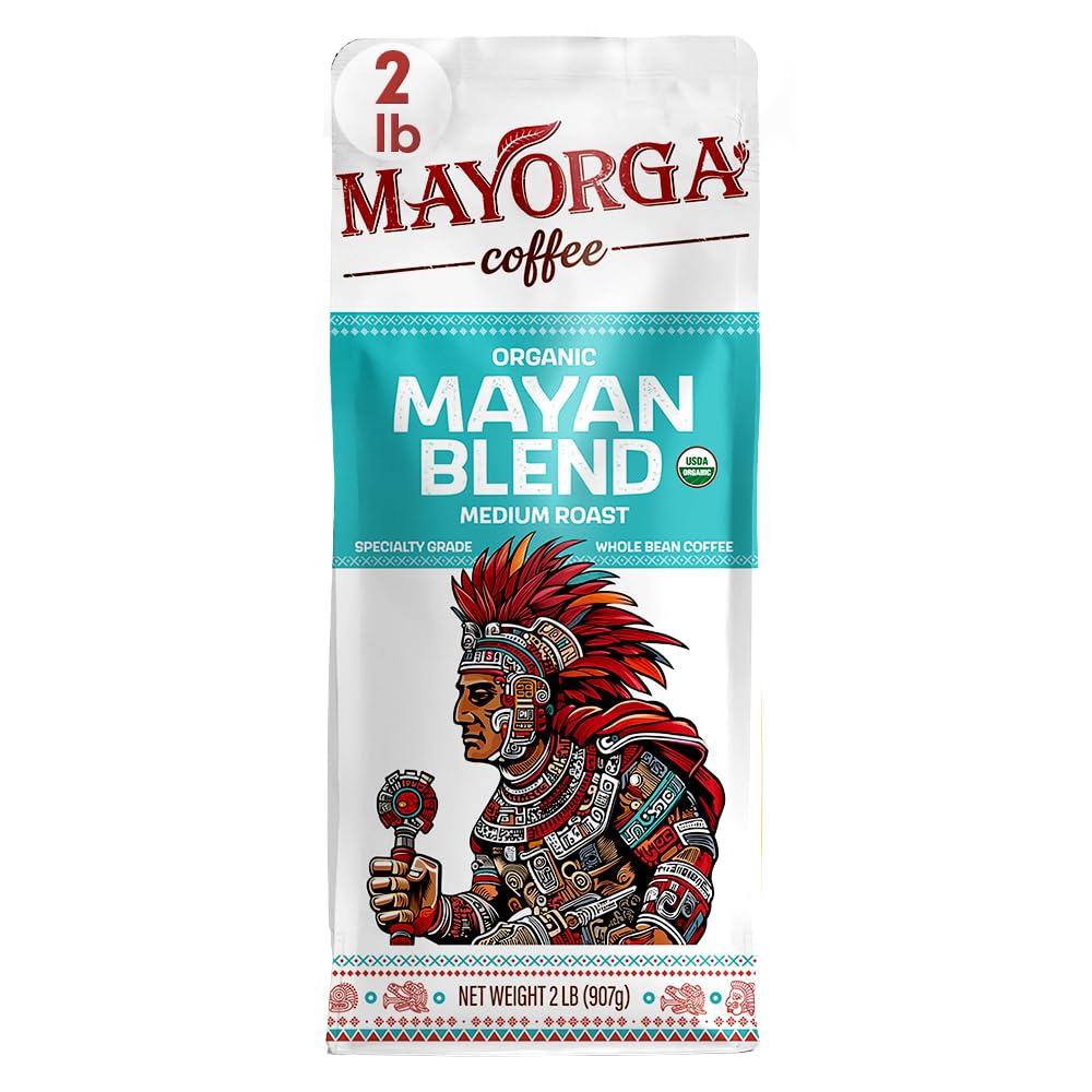 Mayorga Organic Coffee - 2lb Mayan Blend Medium Roast Whole Bean | 100% Arabica, Chocolate & Floral Flavor, USDA Organic