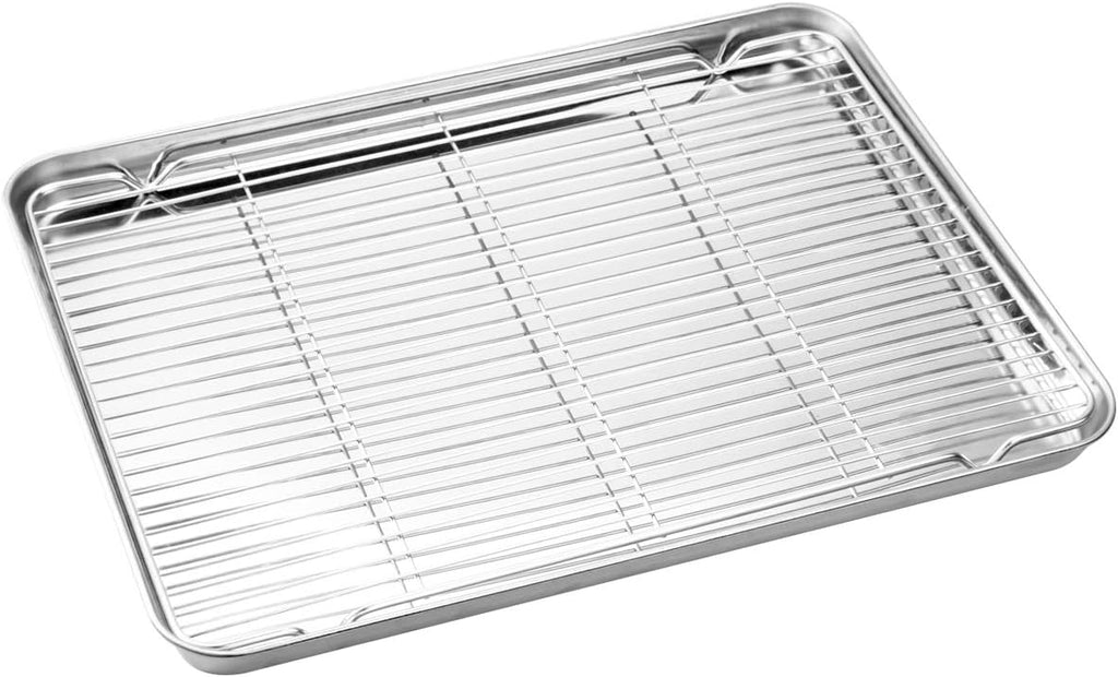 Wildone Baking Sheet & Rack Set - Stainless Steel Cookie Pan with Cooling Racks | 17.3 x 12.2 Inch, Non-Toxic & Easy Clean