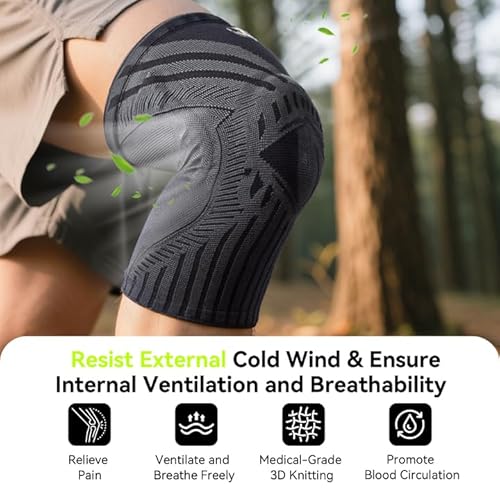 2025 New Knee Brace for Men and Women, (Pain Relief & Nonslip), Medical-Grade Knee Compression Sleeve, Knee Support for Meniscus Tear, Arthritis, ACL, Workout, Running, Gym, L