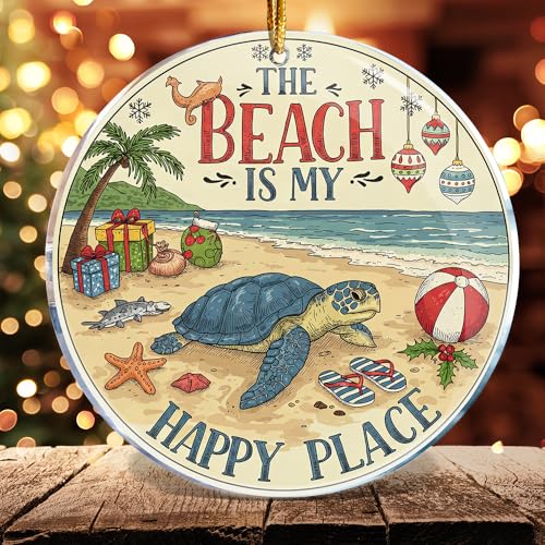 Funny Turtle Christmas Ornament - 3.6" Acrylic Decor for Tree