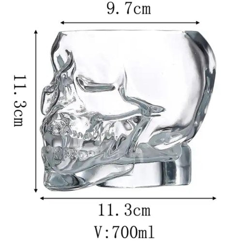 TVIAOH 700ML 24oz 4pcs Skull Wine Glass Cup Funny Large Glasses, Drinking Glass Vodka Spirits Cup Glass Halloween Decorations Gifts Halloween Themed Party Holiday Gifts New Skull Cup 4set