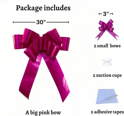Big Car Bow - 30-Inch Giant Pink Christmas Bow for Gift Wrapping & Celebrations