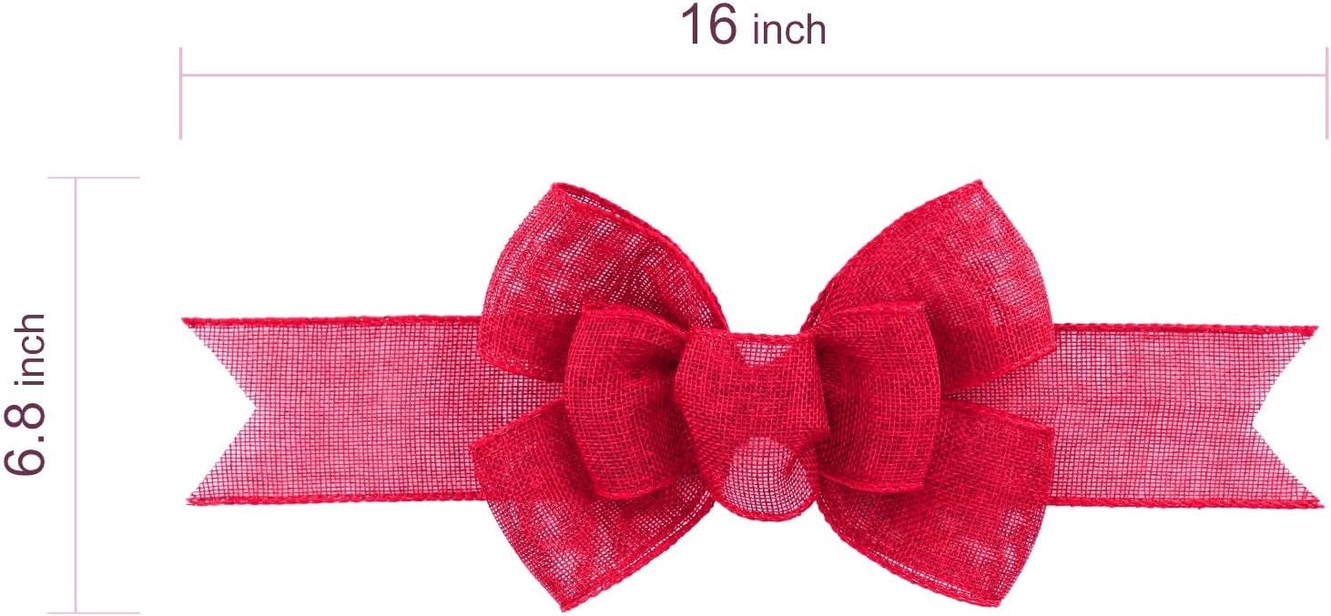 Meseey Hot Pink Burlap Christmas Bows - Handmade Large Bows for Wreaths & Holiday Decor | 2 Pcs Set
