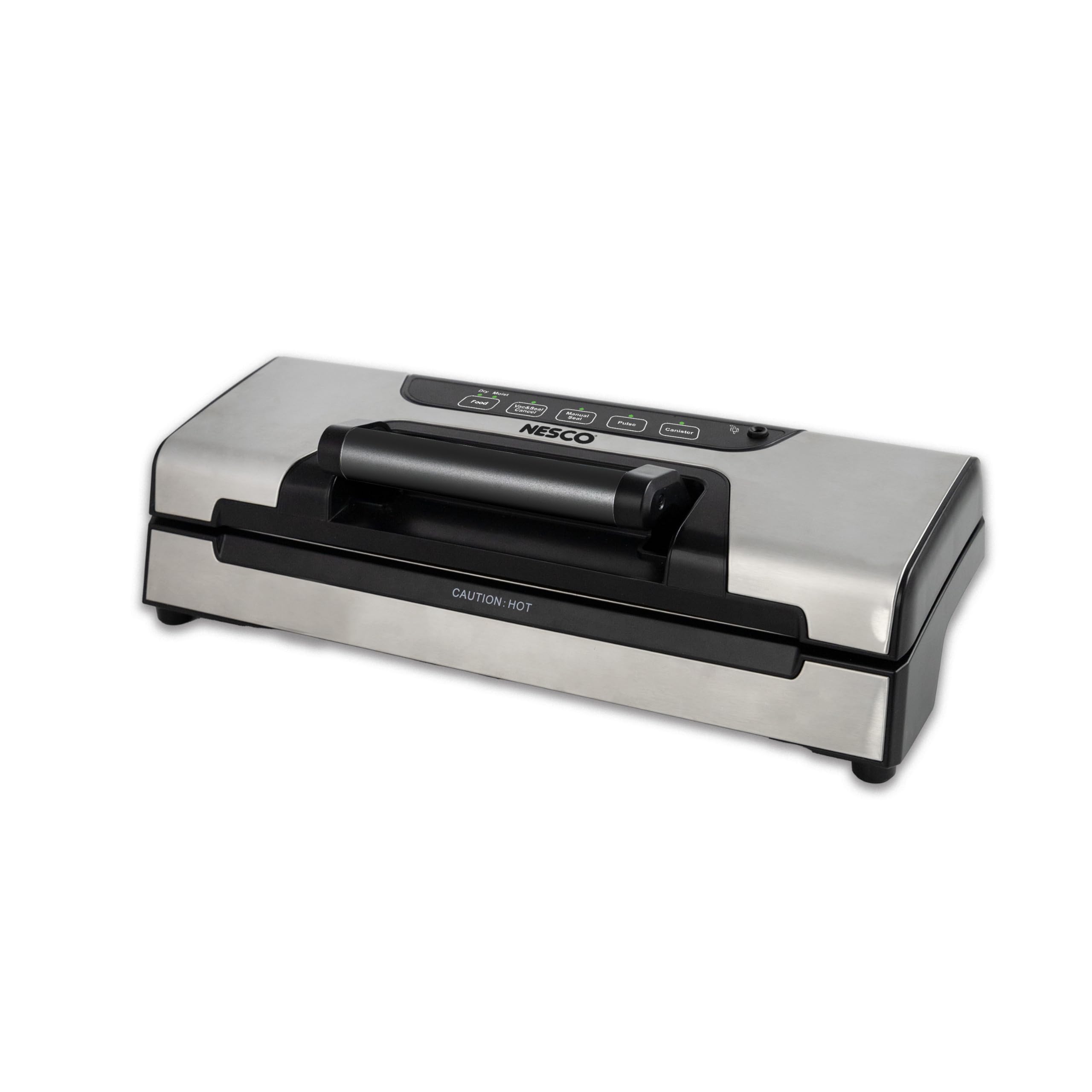 Nesco FreshLock Pro VS-15 Stainless Steel Vacuum Sealer, moist and dry seal, roll storage, 120 watts, with bags and rolls, simple and easy to use