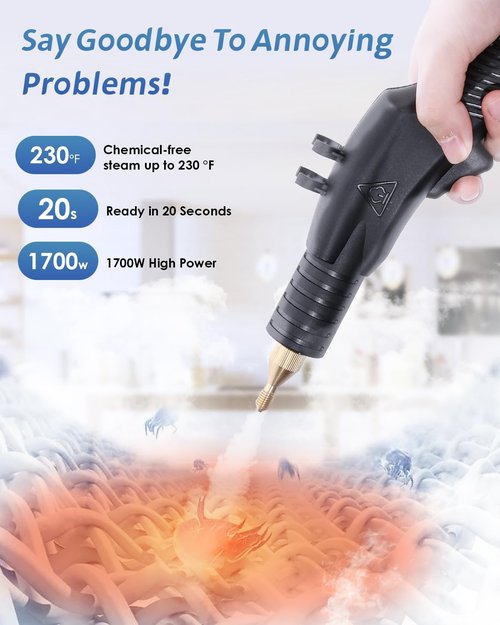 High Pressure Steam Cleaner - 1700W Heavy Duty Portable Steamer for Grout, Tile & Auto Cleaning