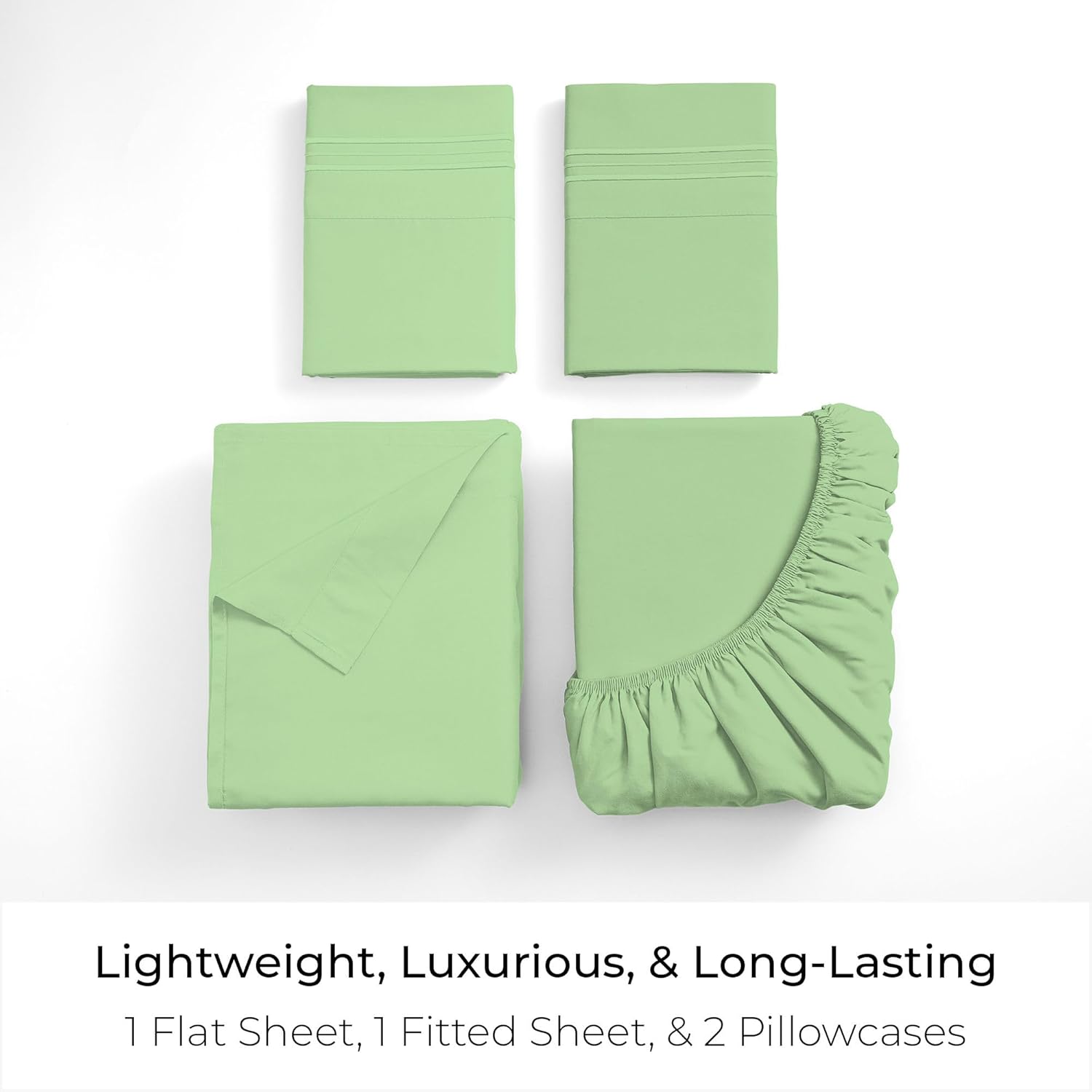 Mellanni King Sheets Set - 4 PC Hotel Luxury Bedding | Extra Soft, Cooling, Wrinkle & Stain Resistant (Pistachio)