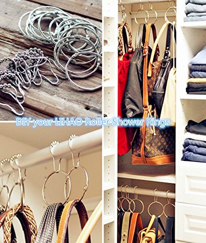 LIHAO Brushed Nickel 12-Piece Rustproof Stainless Steel Shower Curtain Rings Hooks