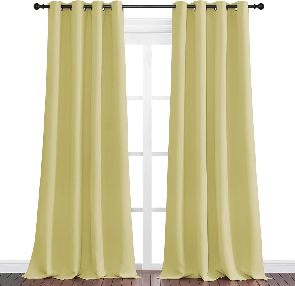 NICETOWN Blackout Curtains - Paler Yellow, 108" Long, 55" Wide | Sound Reducing Heat & Cold Block Panels for Modern Decor