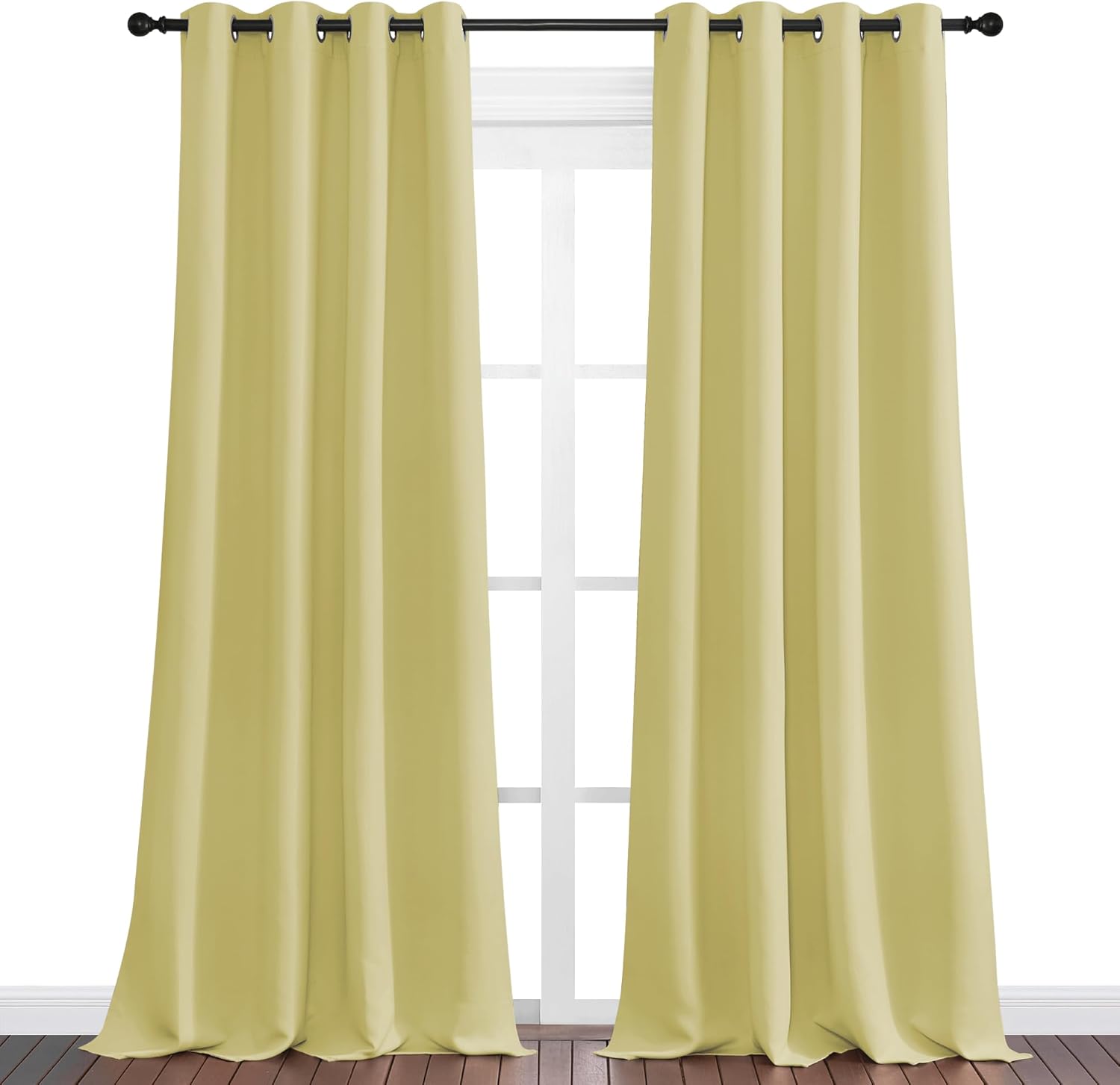 NICETOWN Blackout Curtains - Paler Yellow, 108" Long, 55" Wide | Sound Reducing Heat & Cold Block Panels for Modern Decor