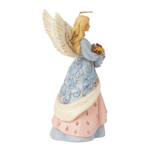 Enesco Jim Shore Heartwood Creek Easter Angel with Flower Basket Figurine- Stone Resin Hand Crafted Collectible Figurines Easter Home Decor Statue, 8.66 Inch