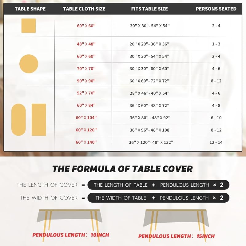 Horaldaily Christmas Tablecloth 60x60 Inch Square with Green Snow Trees - 100% Polyester