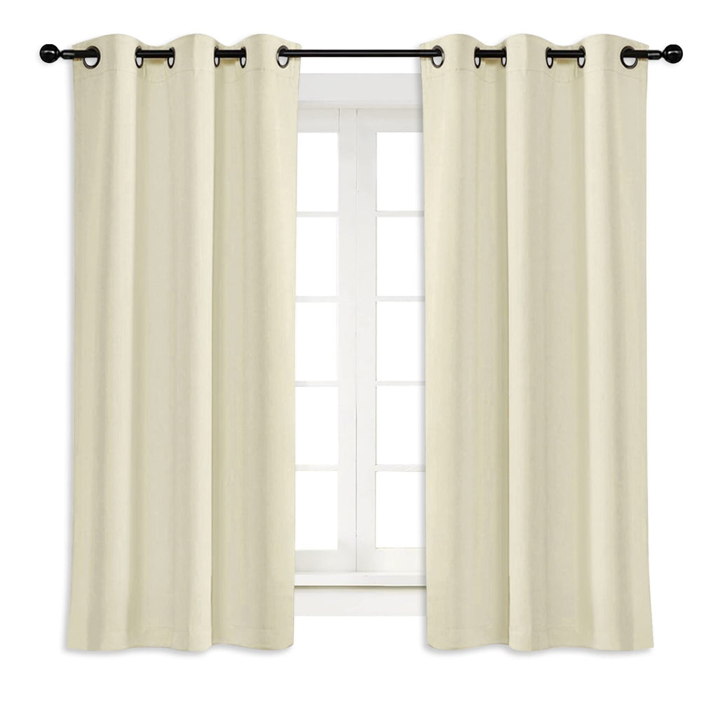 NICETOWN Room Darkening Blind Shade for Kids Bedroom Triple Weave Home Decoration Light Blocking Solid Ring Top Curtain/Drape for Small Window (Beige, Single Panel, 42 x 63 inch)