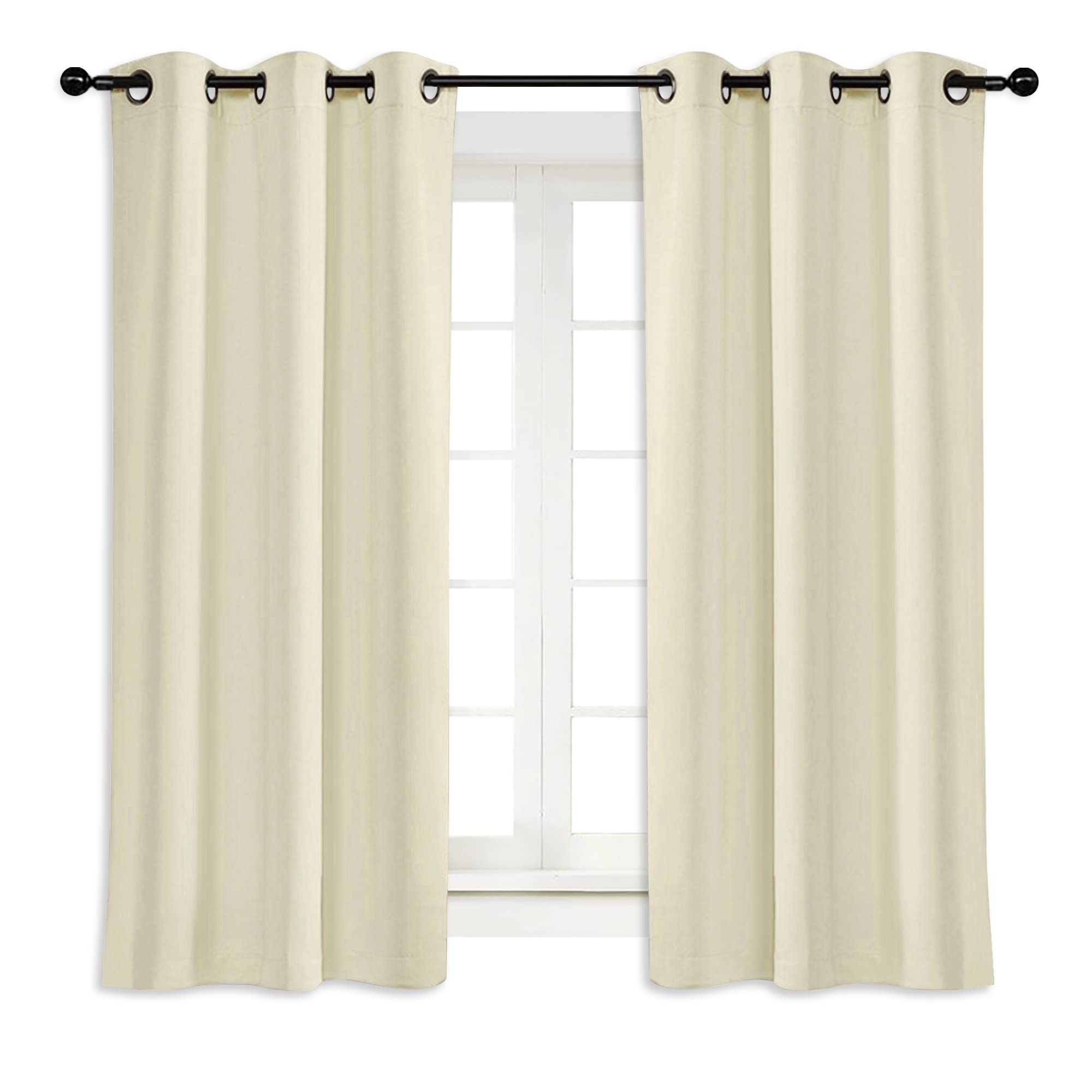 NICETOWN Room Darkening Blind Shade for Kids Bedroom Triple Weave Home Decoration Light Blocking Solid Ring Top Curtain/Drape for Small Window (Beige, Single Panel, 42 x 63 inch)