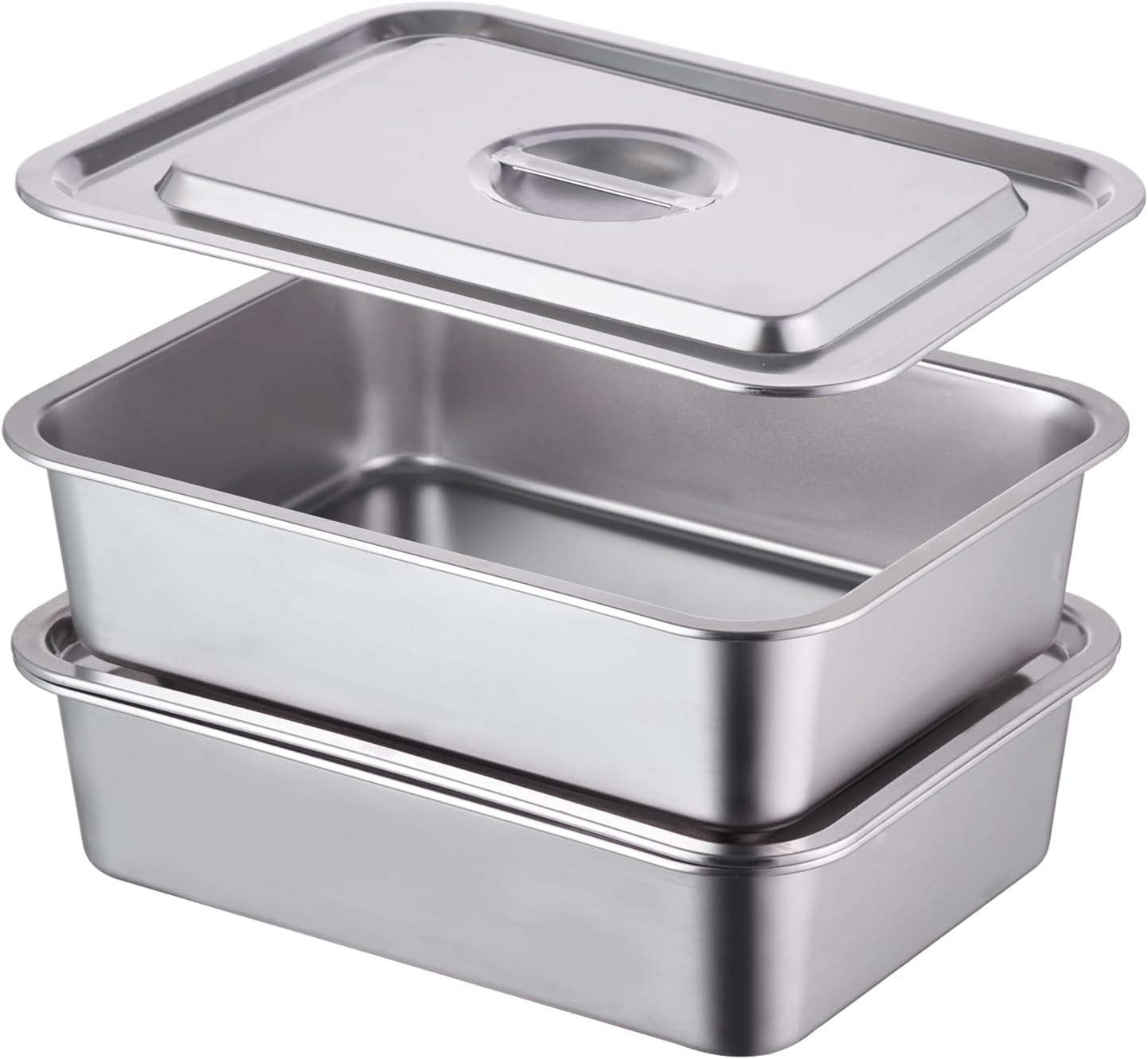 Skiennix 4-Piece Extra Deep Lasagna Pan Set - 11.6x15.6 Inch Nonstick Stainless Steel with Lid | 9.2QT Capacity