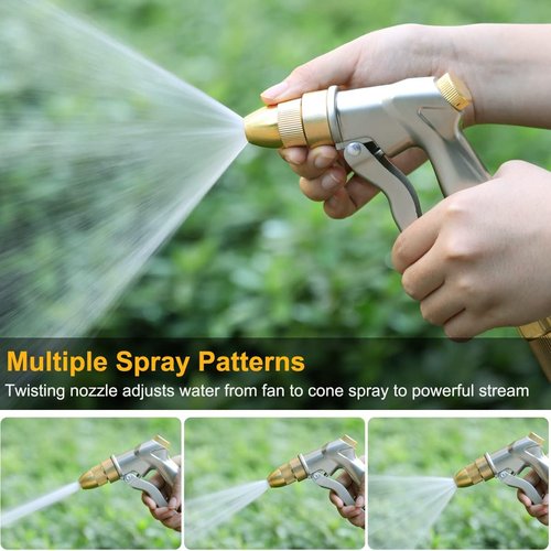 FANHAO Heavy Duty Metal Garden Hose Nozzle - Adjustable Spray Patterns for Watering & Washing