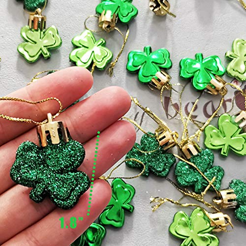 30 PCS St. Patrick's Day Shamrock Ornament Set - Good Luck Clover Decor