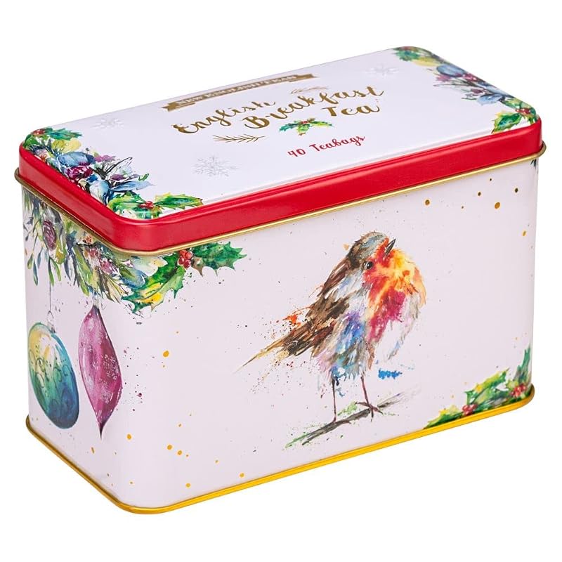 Christmas Robin Tea Tin with 40 English Breakfast Tea Bags