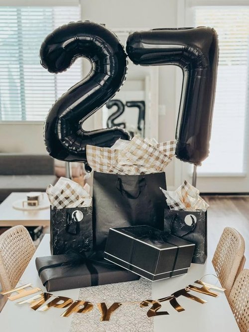 Black Number 27 Balloon - Large Foil Birthday Decoration for Men & Women | Perfect for Celebrations