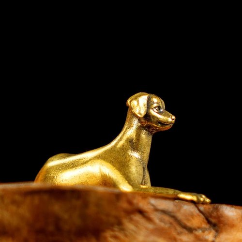 CHOVY Retro Crawling Dog Sculpture - Handcrafted 100% Solid Brass | Unique Home Decor Accent Piece