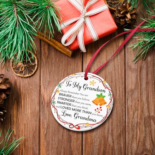 Ceramic Christmas Ornament Gift for Grandson from Grandma