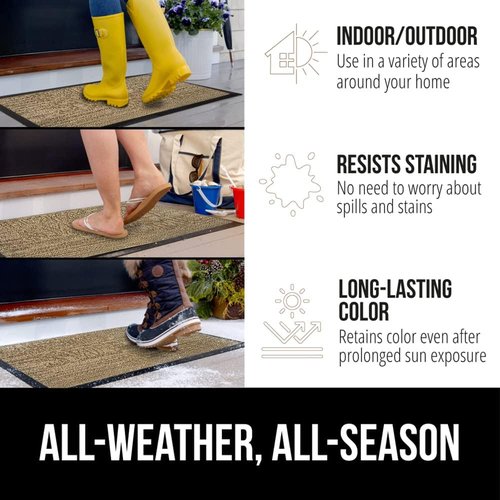 GORILLA GRIP Waterproof All-Season WeatherMAX Doormat - Natural Rubber, Stain & Fade Resistant, 29x17