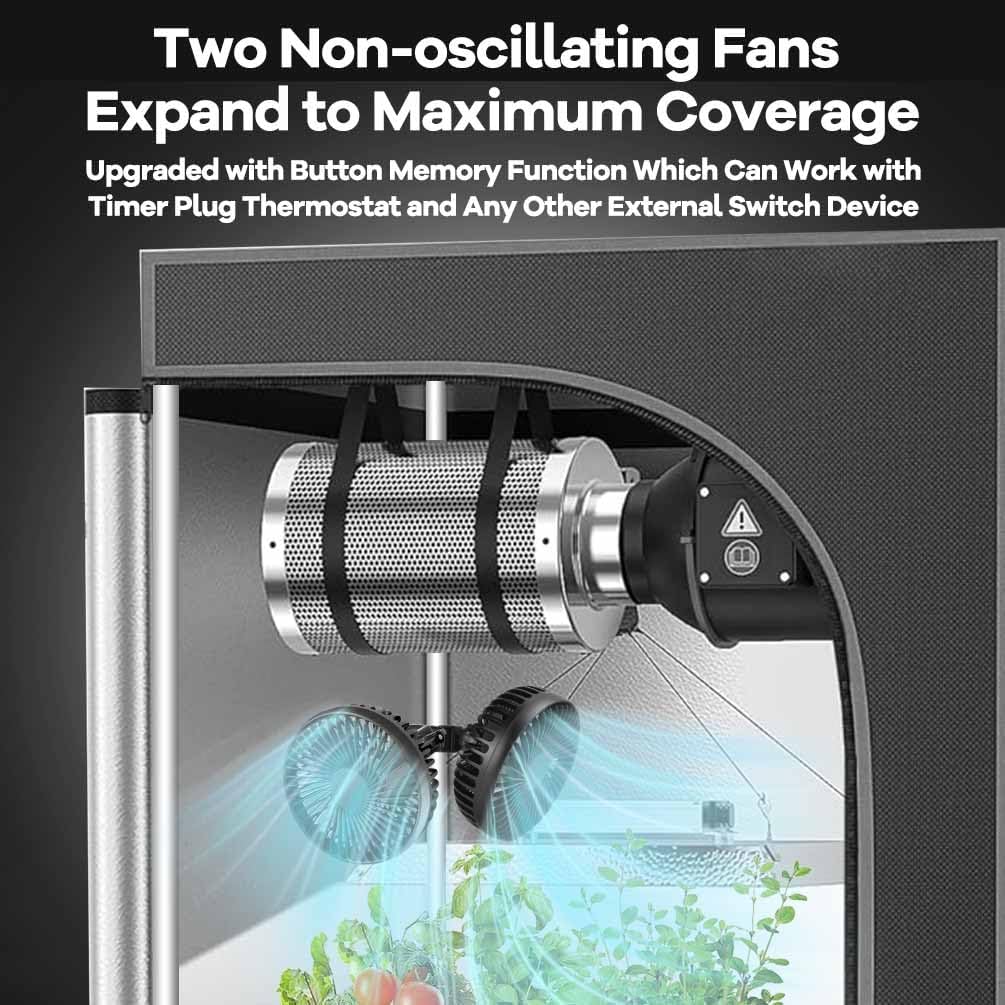 Skiennix 5-Inch Grow Tent Fan - Versatile All-Direction Ventilation with Timer & Thermostat | 3 Speeds, Waterproof