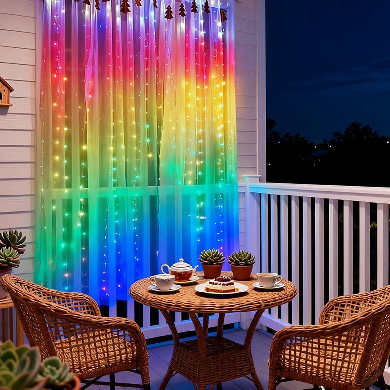 Skiennix 300LED Fairy Curtain Lights - 9.8x9.8Ft Warm White USB with 8 Modes & Timer for Indoor/Outdoor Decor