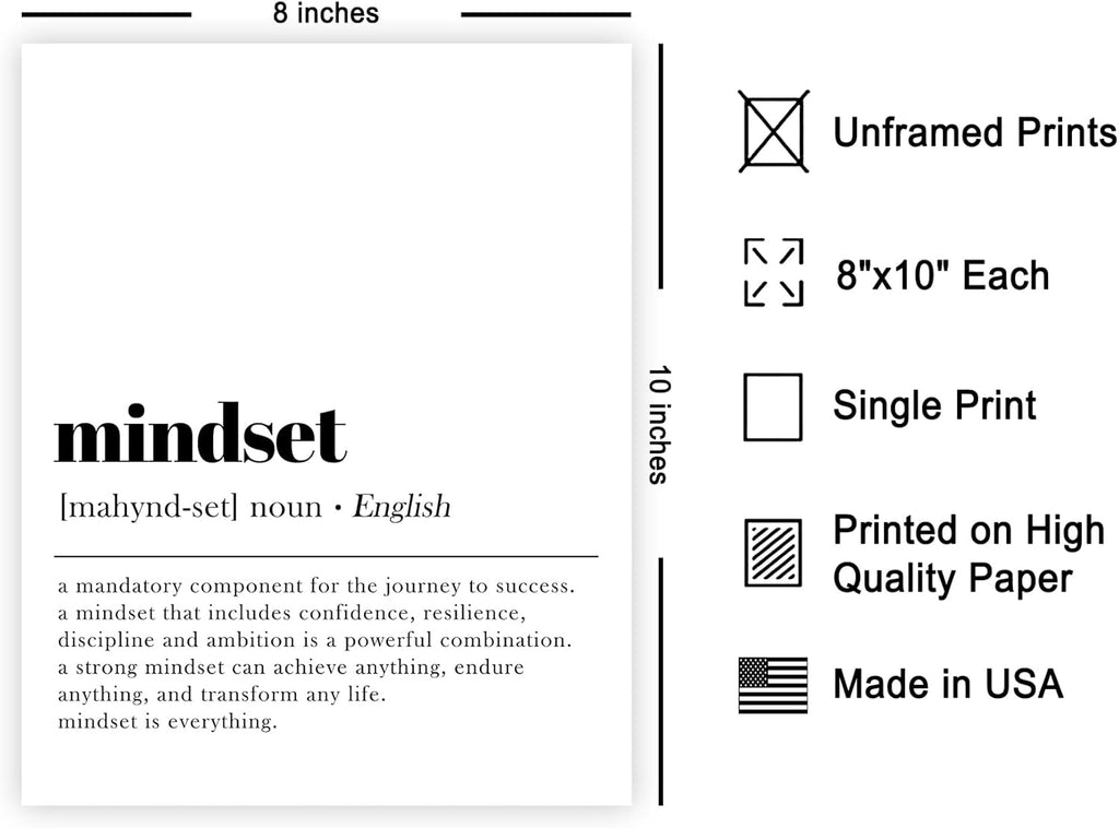 Poster Master Mindset Definition Print - Motivational Typography Wall Art - 8x10 Unframed Decor