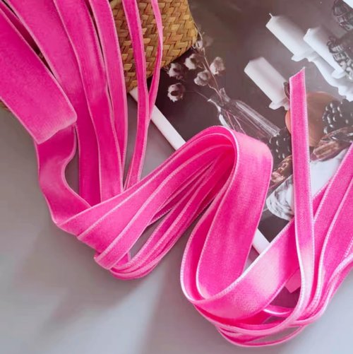 Abbaoww Hot Pink Velvet Ribbon - 10 Yards, 1 Inch Wide for Gift Wrapping & DIY Bow Making