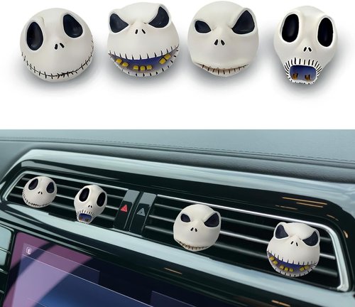 GENANY 3D Resin Horror Skellington Car Air Freshener - Spooky Vent Clips for Movie Fans | Gothic Gifts
