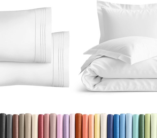 King Pillow Cases Set of 2 - Luxury Hotel Quality Duvet Cover | Comfy Machine Washable White