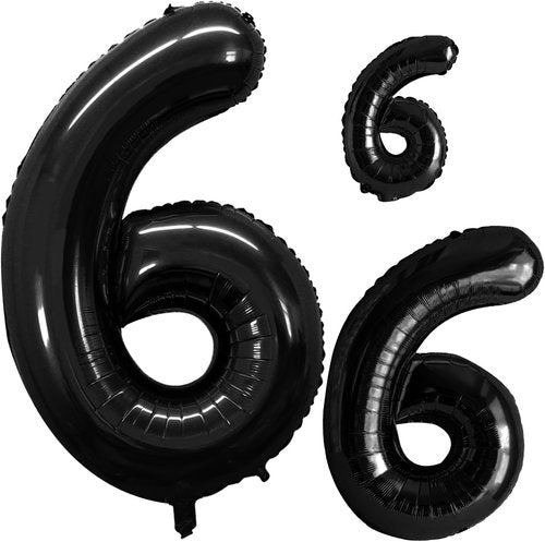GOER Black Foil Number 6 Balloons - Huge 42" & 32" Birthday Party Decorations (3 Pcs)