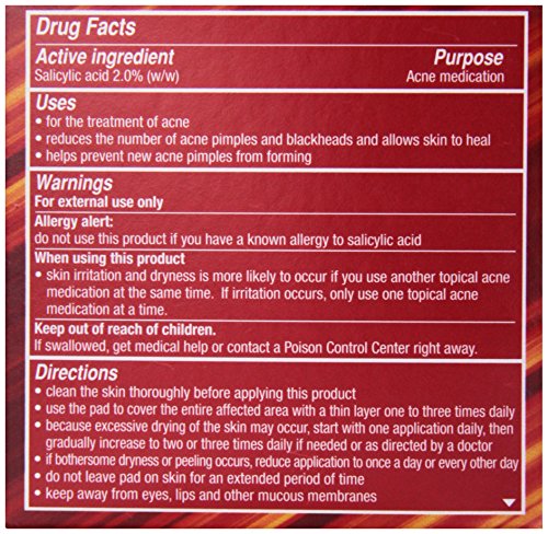 Stridex Maximum Medicated Acne Pads 55 Count - 2% Salicylic Acid Face Wipes