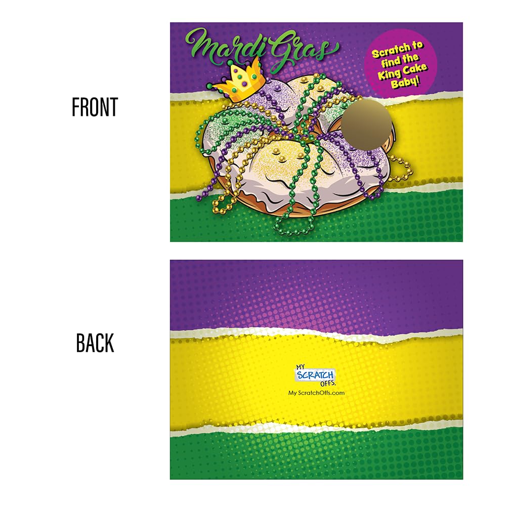 My Scratch Offs Mardi Gras King Cake Scratch Off Game Cards 26 Pack - 24 Non-Winning and 2 Winning per Pack