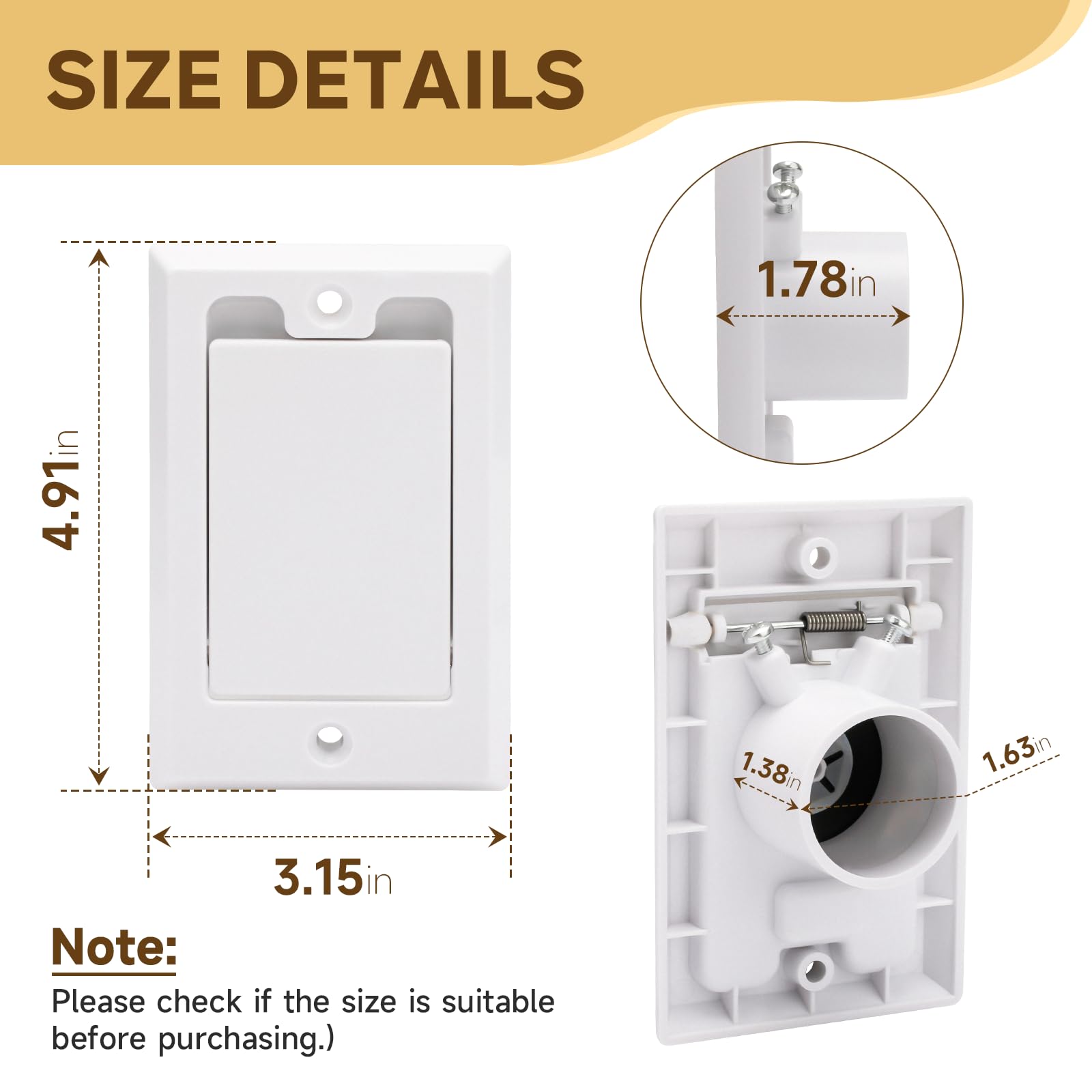 ANTOBLE Central Vacuum Square Door Inlet Wall Valve Plate Central Vacuum Wall Plate Replacement Parts for Nutone Beam VacuFlow Electrolux Central Vac System (2 Pack, No Electric Connector)