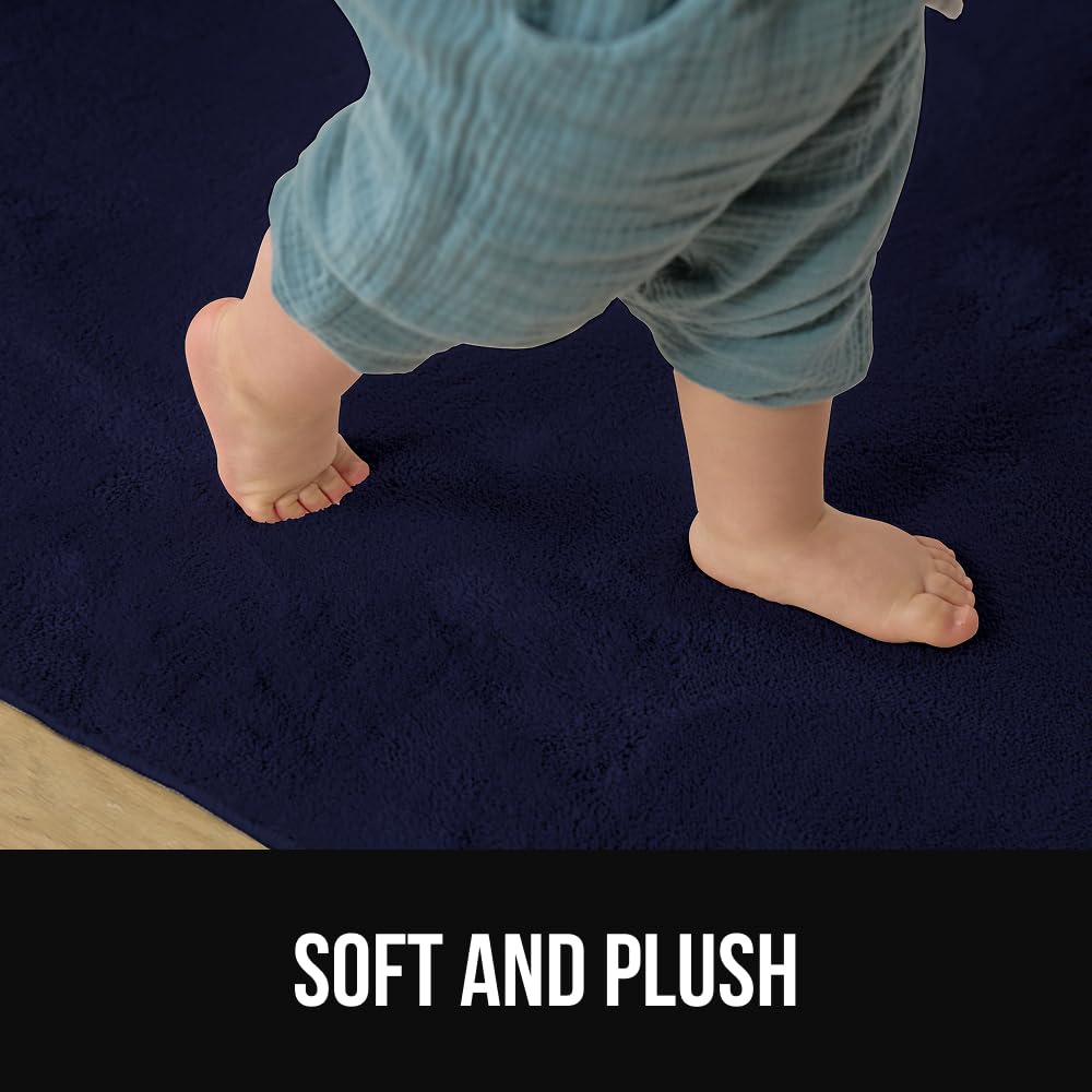 GORILLA GRIP Slip Resistant Soft Washable Stain Resistant Area Rug, 5x7, Plush Thick Carpet for Nursery, Bedroom, Living Room, Non-Shedding Floor Rugs, Kid and Pet Friendly, Baby Home Decor, Navy Blue