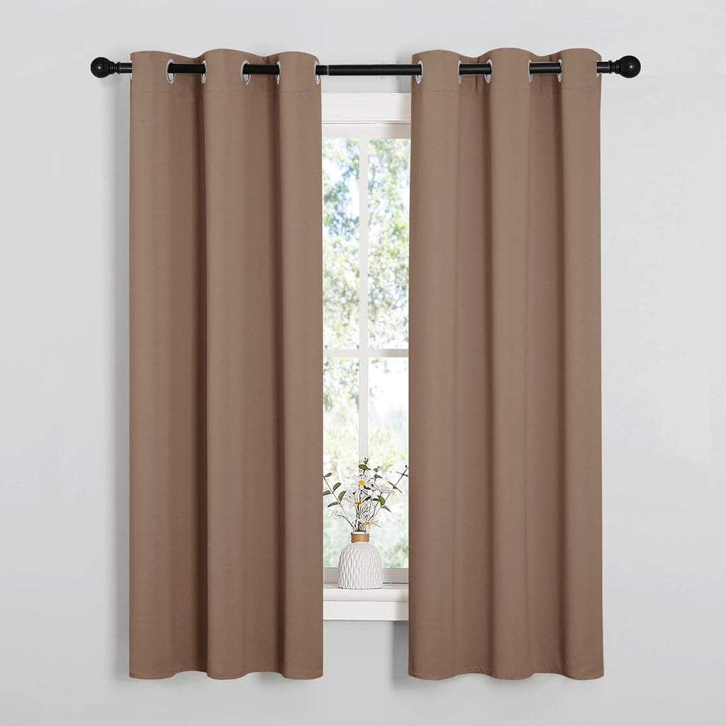 NICETOWN Blackout Window Curtains - Thermal Insulated Grommet Drapery Panels, Set of 2 (34x63 Inch, Cappuccino)
