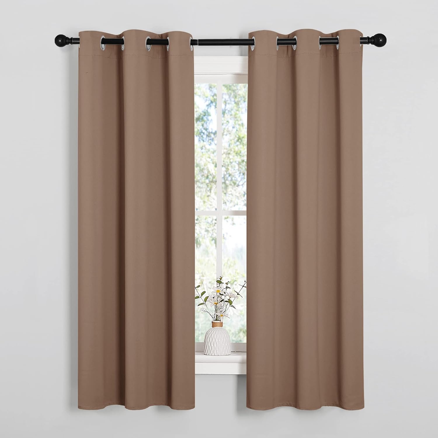 NICETOWN Blackout Window Curtains - Thermal Insulated Grommet Drapery Panels, Set of 2 (34x63 Inch, Cappuccino)