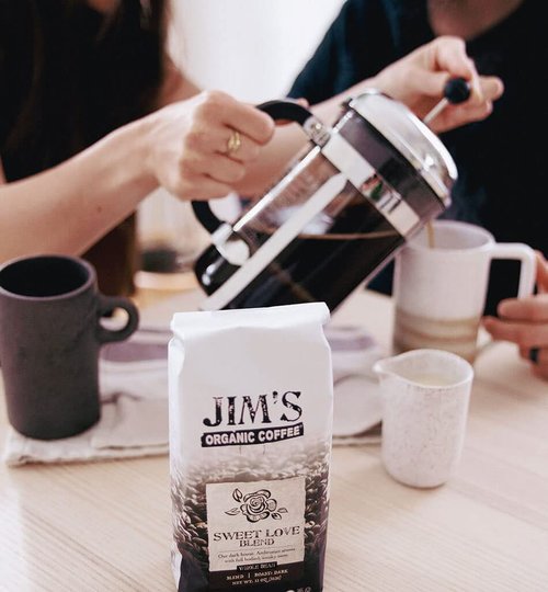 Jim’s Organic Coffee Sweet Love Blend, Dark Roast, Whole Bean, 5 Pound