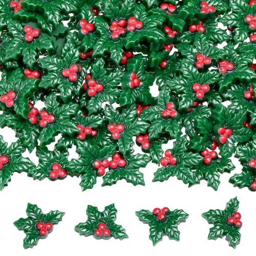 VioraWhite 50 Mini Resin Holly Berry Christmas Ornaments