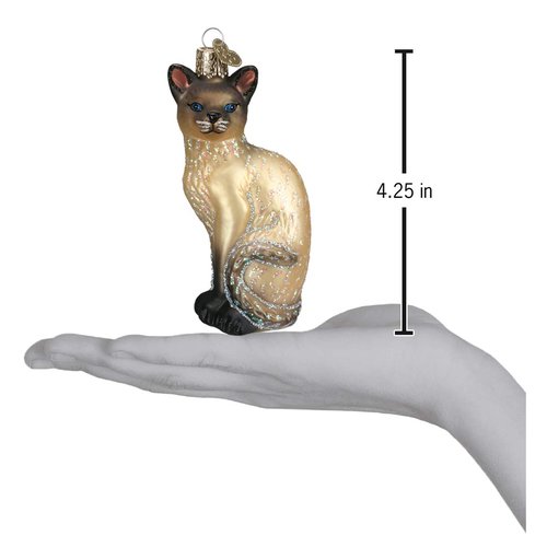 Old World Christmas Ornaments Tan Siamese Cat Glass Blown Ornaments for Christmas Tree