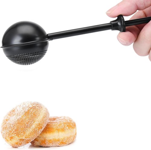 HULISEN Flour Duster - One-Handed 304 Stainless Steel Baking Shaker | Perfect for Powdered Sugar & Flour, Black