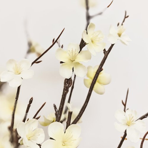 Cherica 4 Pcs Cherry Blossom Branches 39 Inch White Fake Flowers Spring Decorations for Home Decor, Artificial Flowers Long Stem Branches for Vase Wedding Office Party Table Decor Centerpieces
