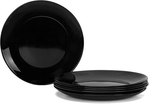 LaGlint 8.5-Inch Salad Plate Set of 6 - Lightweight Opal Glass Round Plates | Dishwasher & Microwave Safe